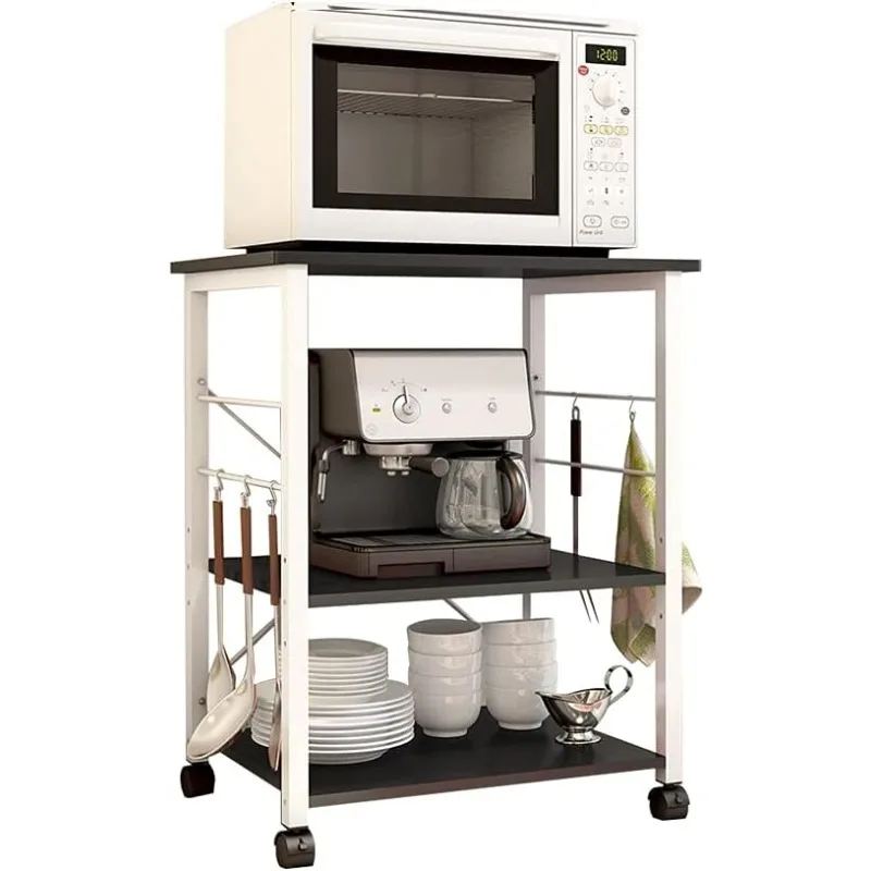 Standing Baker's Racks Appliance Table Small Rolling Kitchen Cart Microwave Cart Stand, 3-Tier Kitchen Baker's Rack Ut