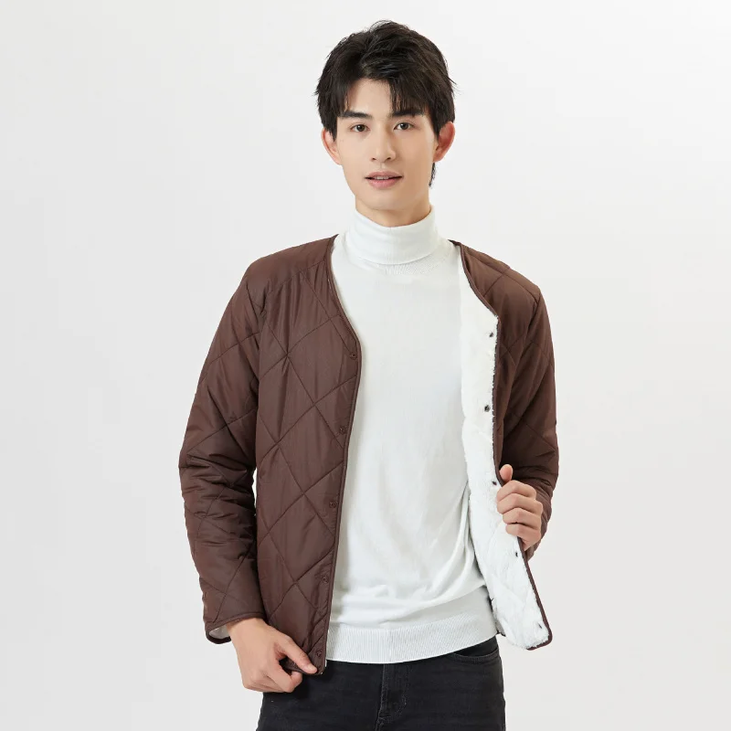 

Мужская хлопковая куртка ort Lamb Velvet Fce на подкладке, теплый внутренний жилет, модное городское повседневное зимнее пальто из полиэфирного волокна