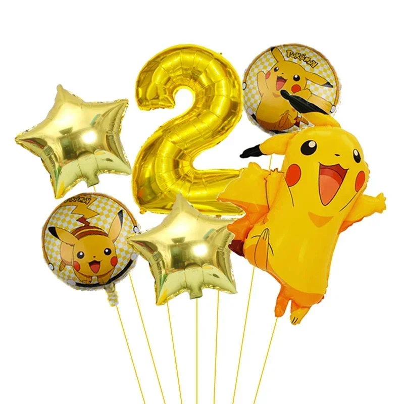 6 stücke Pokemon Monster Set Serie Ballon Set Pikachu kinder Geburtstag Spielzeug Dekoration Aluminium Film Ballon Party Liefert