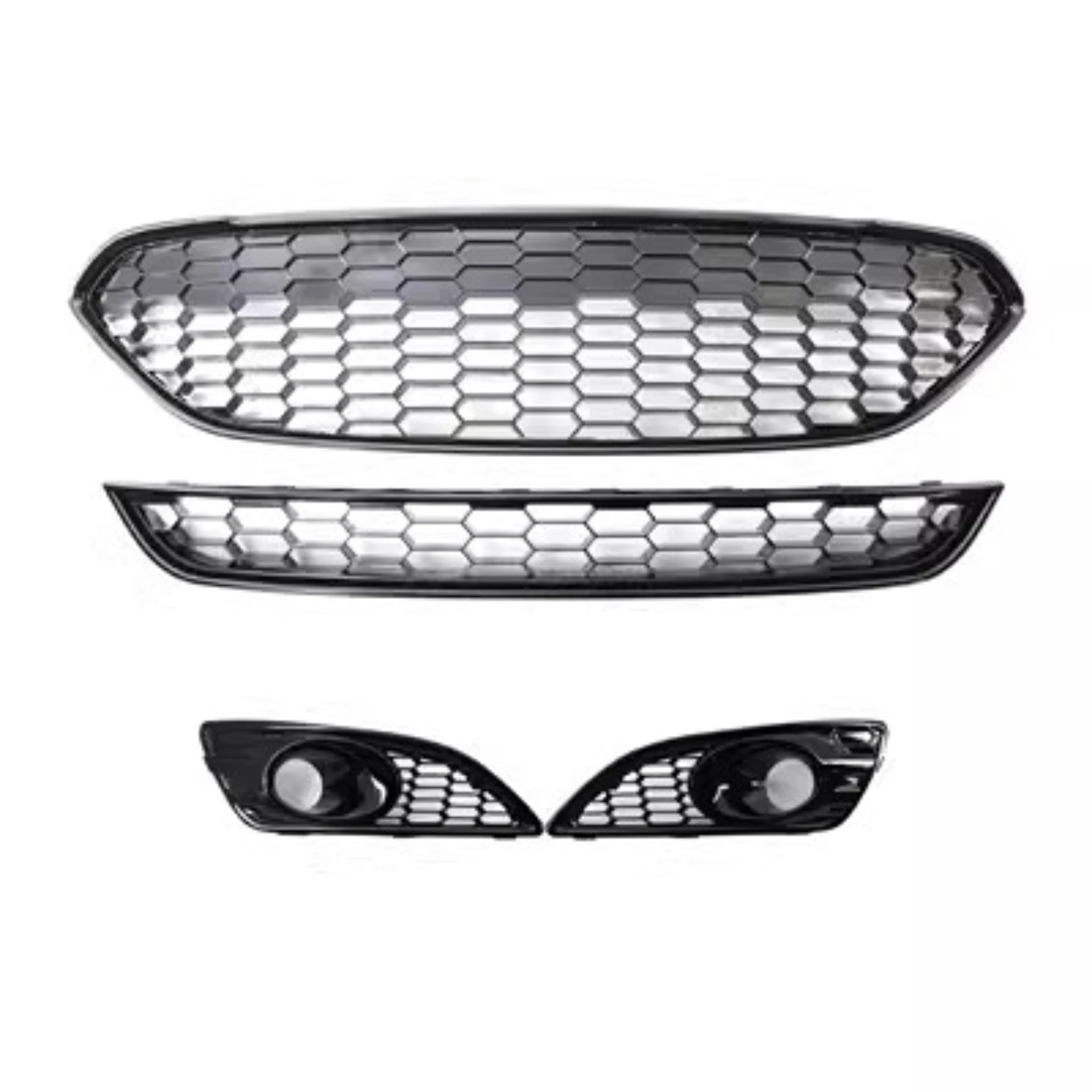 Body Kit Front Bumper Radiator Lower Grille for Ford Fiesta 13-16 Convert ST Net Fog Lamp Frame Car Accessories