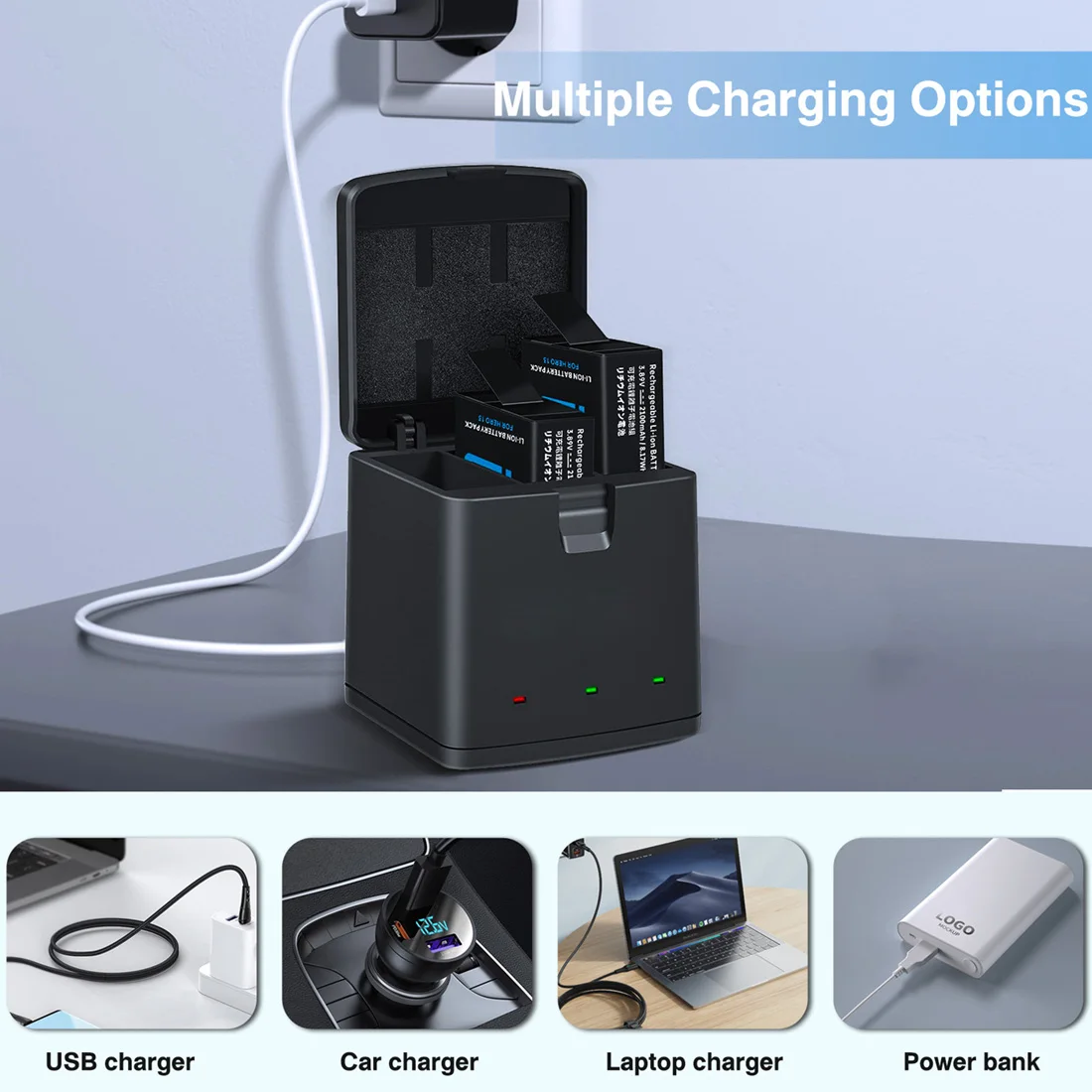 Dual Battery Charger/ Rechargeable Battery for Gopro 13 Gopro Hero 13 Action Camera Accessories