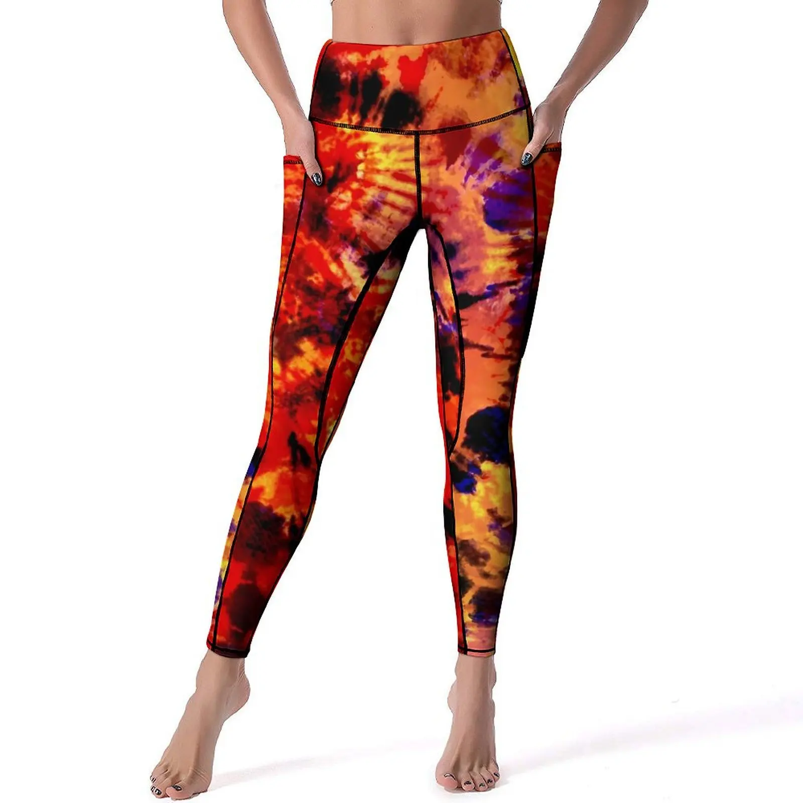 

Tie Dye Dreams Twist Yoga Pants Red And Black Leggings Sexy High Waist Aesthetic Yoga Sports Tights Stretch Fitness Leggins