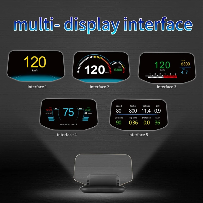 C1 Mirror HUD OBD2+GPS Dual Mode OBD2 Head Up Display GPS HUD Digital MPH KMH Speedometer Water & Oil Temp RPM