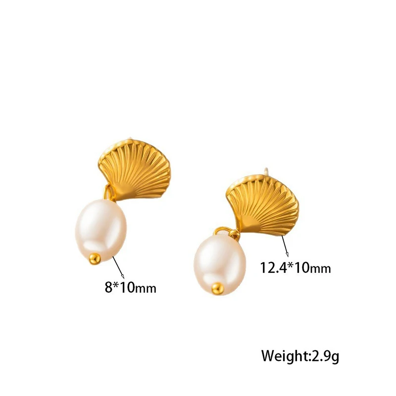 EILIECK 316L Stainless Steel Shell Freshwater Pearls Stud Earrings For Women Fashion New Holiday Gift Ear Drop Jewelry Bijoux