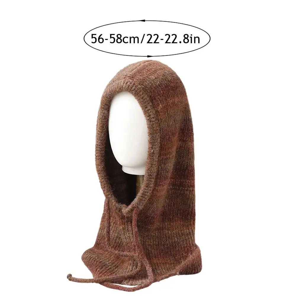 موضة محبوك مقنعين قبعات الخريف الشتاء بالاكلافا القبعات النساء في الهواء الطلق الدافئة الرباط القبعات قطعة واحدة طوق الرقبة بيني قبعة #6