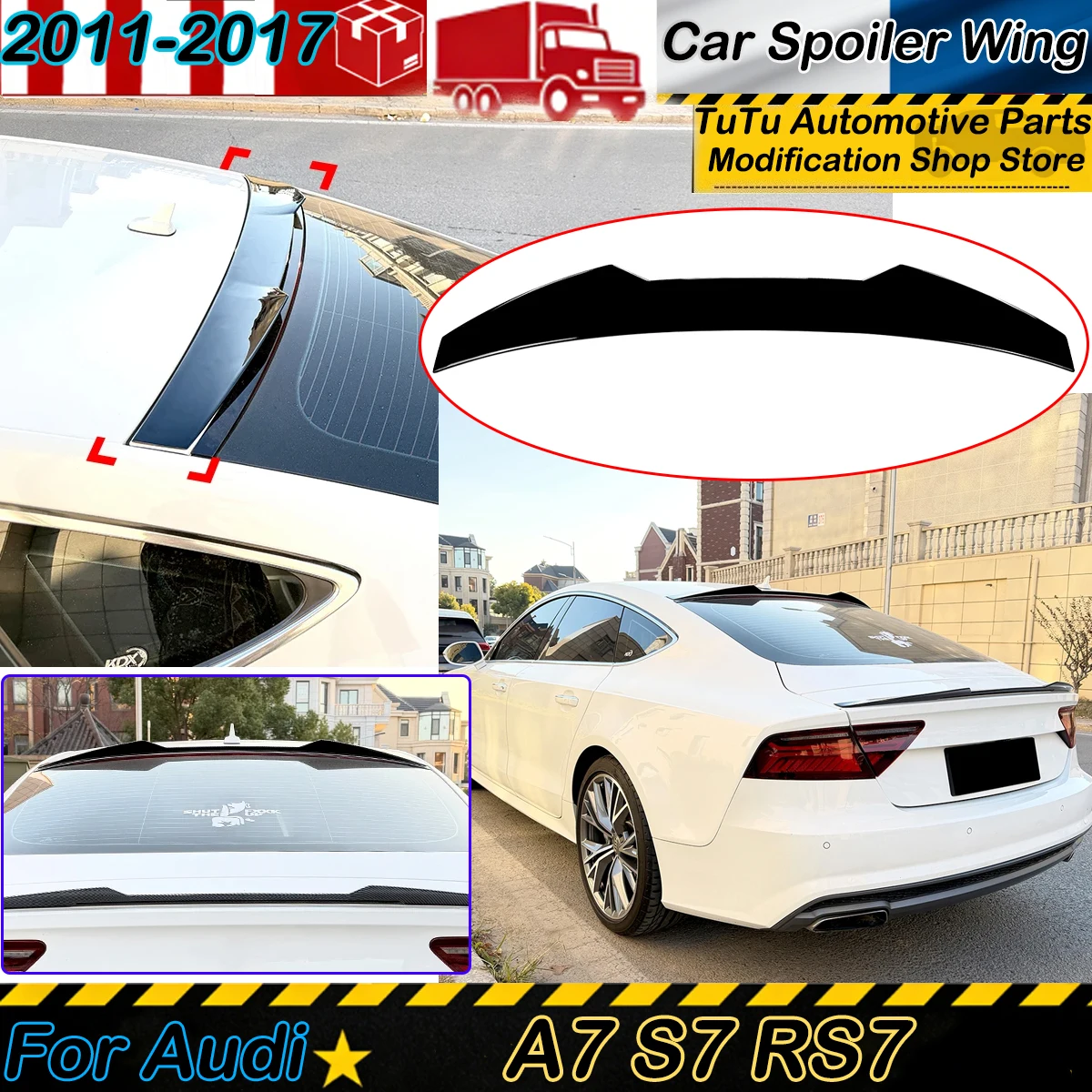

Rear Top Tail Wing for Audi A7 S7 RS7 2011-2017 Car Trunk Roof Spoiler Lip Guard Board Body Kit Tuning Decoration Accessories