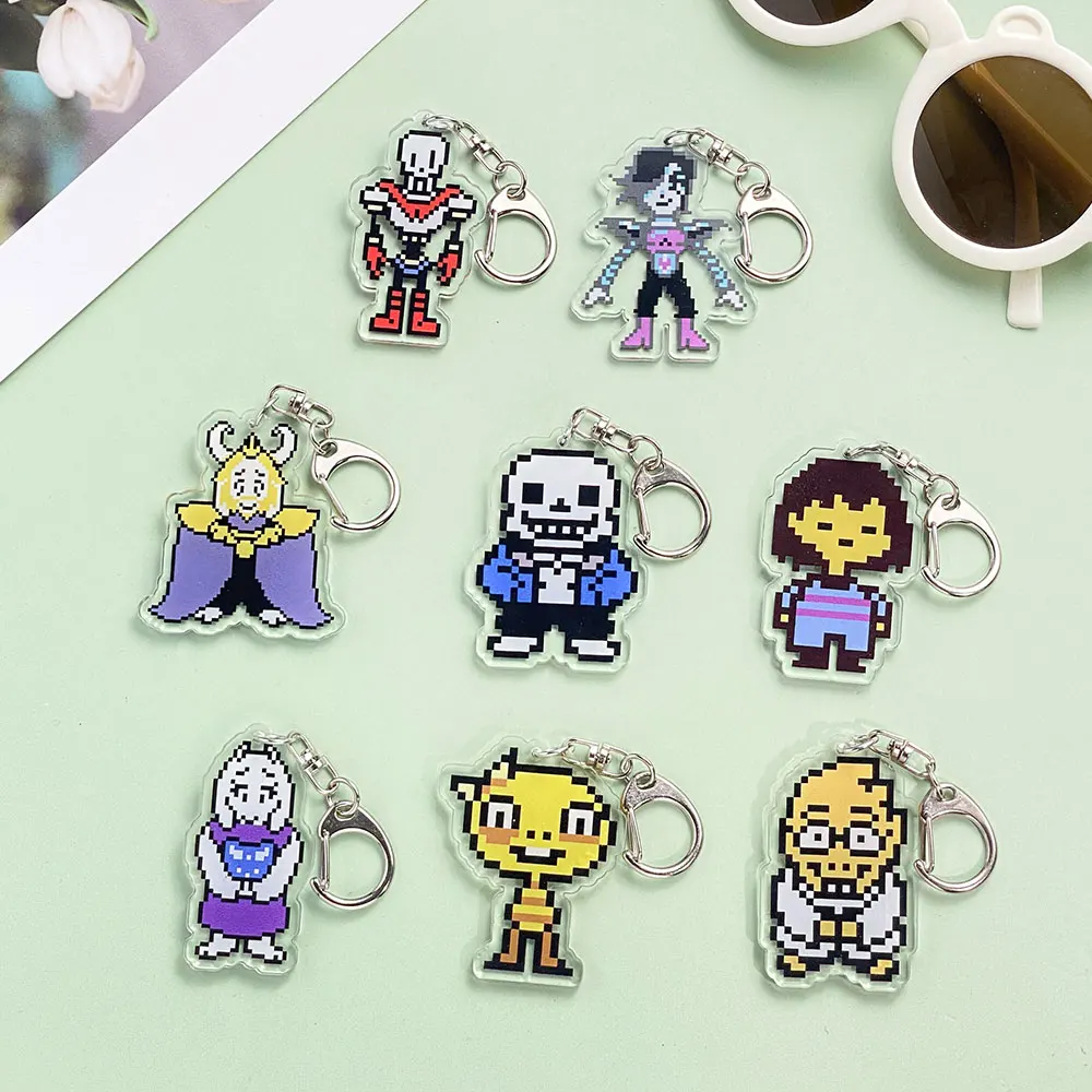 1/16PCS Game Undertale Acrylic Keychain Accessories Cartoon Creative Bag Charm Funny Cute Key Holder Backpack Pandent Keyring