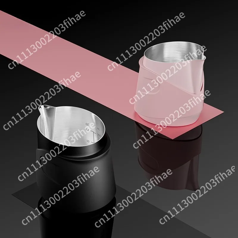 Handless latte tank, coffee latte cup, professional milk foam cup, stainless steel with scale