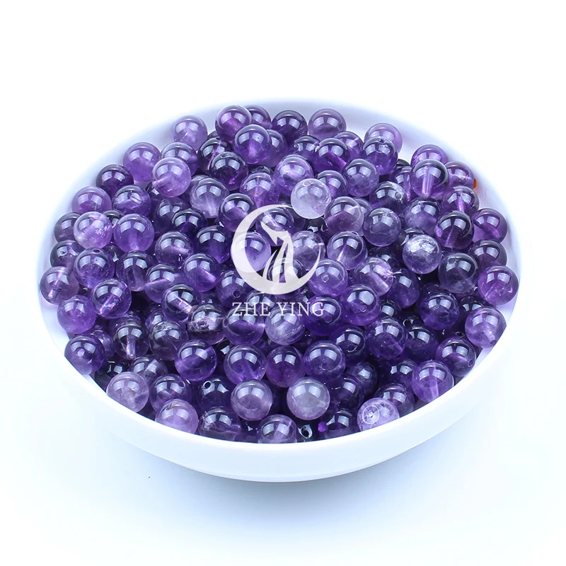 Zhe Ying 10 Strands Natural Amethyst Beads Round Loose Purple Gemstone Beads for Bracelet Making Diy Accessories Wholesale