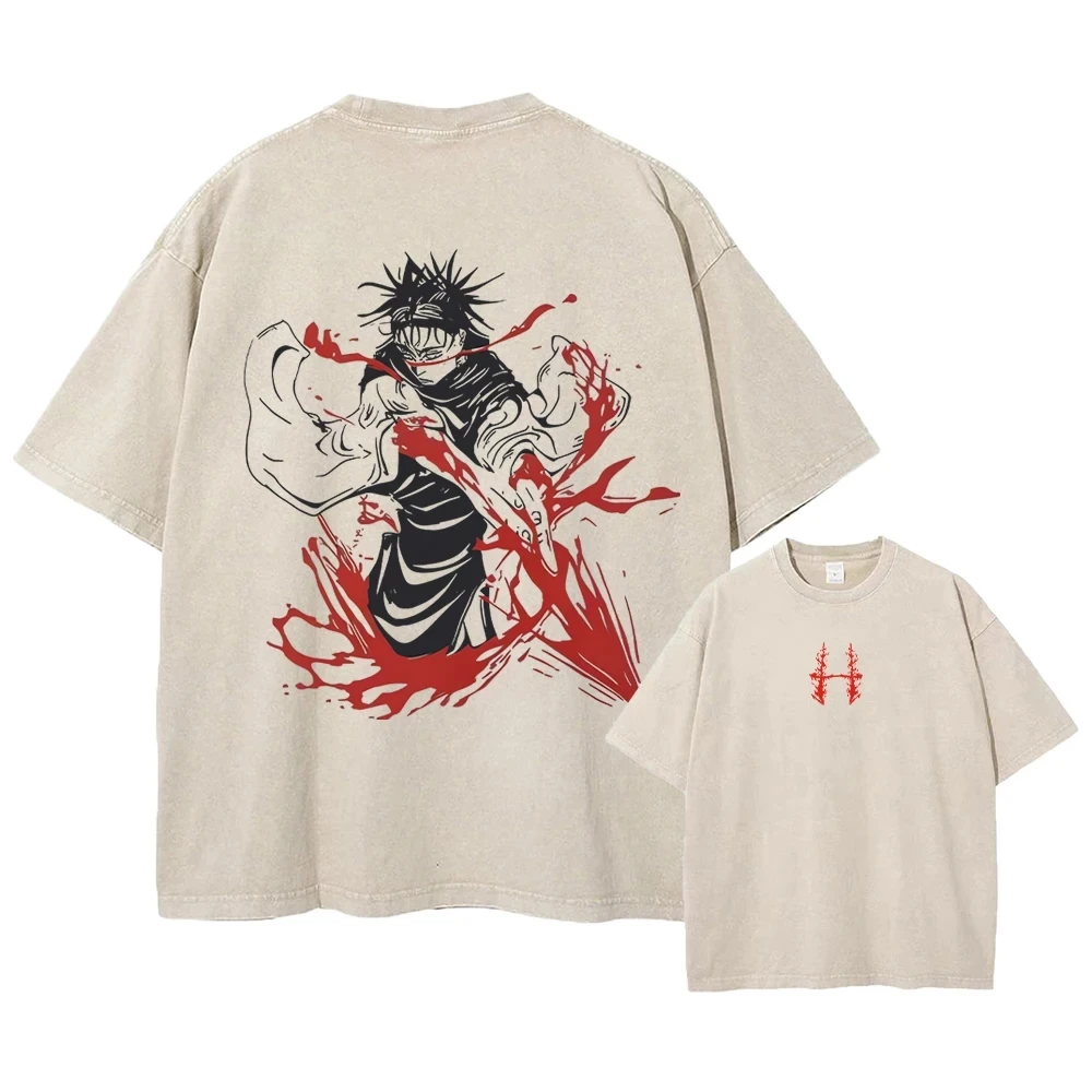 

Jujutsu Kaisen Choso Manga Graphic T-shirt Trendy Washed Oversized Cotton T Shirt Short Sleeve Casual Tee Men Women Clothing