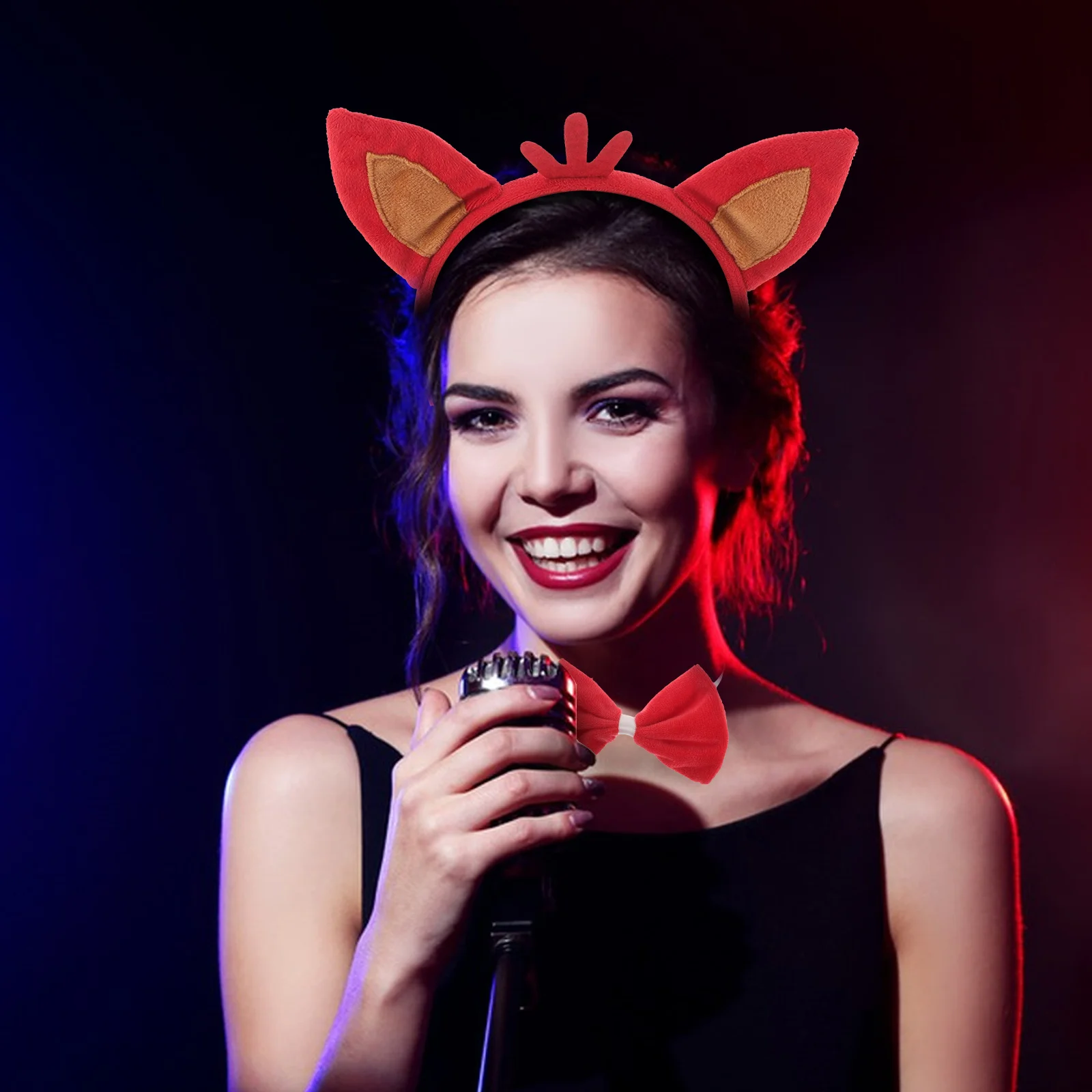 1 ensemble oreilles de renard bandeau queue nœud papillon ensemble mignon Animal Costume pour Cosplay Halloween fête scène Performance femmes accessoire