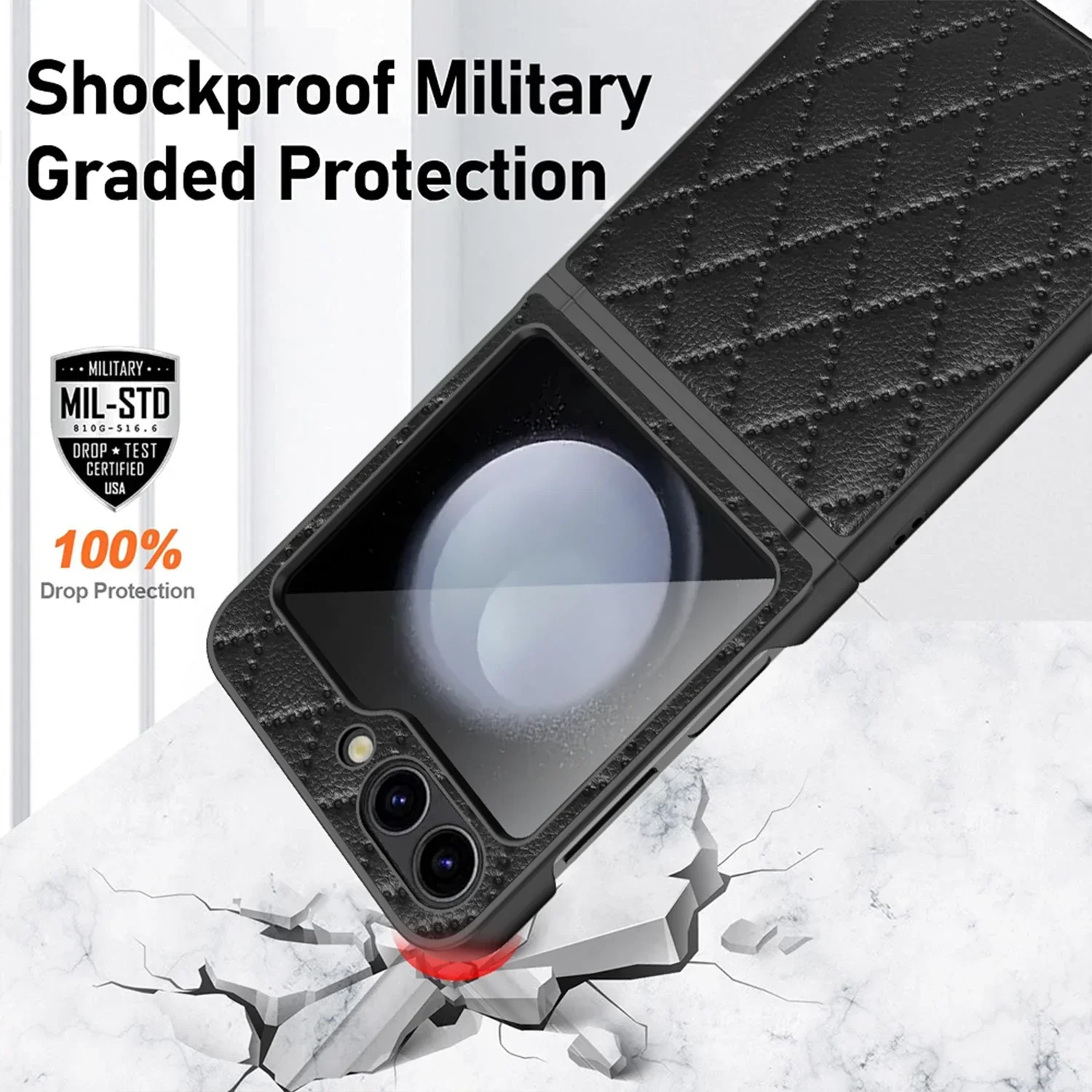 Leather Glass Film Phone Case for Samsung Galaxy Z Flip 7 FE 6 5 Flip6 Flip5 Flip4 Hinge Protection Shockproof Protective Cover