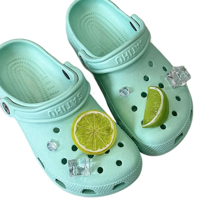 1Set Summer Lemon ice Shoe Charms Set Advanced New 3D Fruit Shoe Decorations DIY Detachable buckle Shoes accessories
