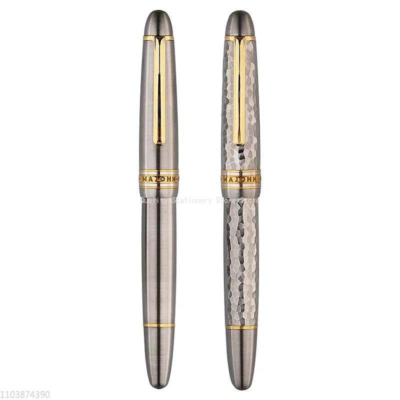 Imagem -06 - Majohn Titanium Alloy Piston Fountain Pen Anti-slip Martelo Padrão ef f Nib Tinta Pen Luxo Escrita Presentes Escritório Tamanho Grande Ti-p136