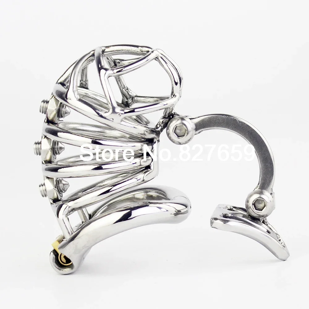 NEW Male Chastity Device Stainless Steel Chastity Cage With Removable Spikes And Adjustable Testicular Separated Hook Device