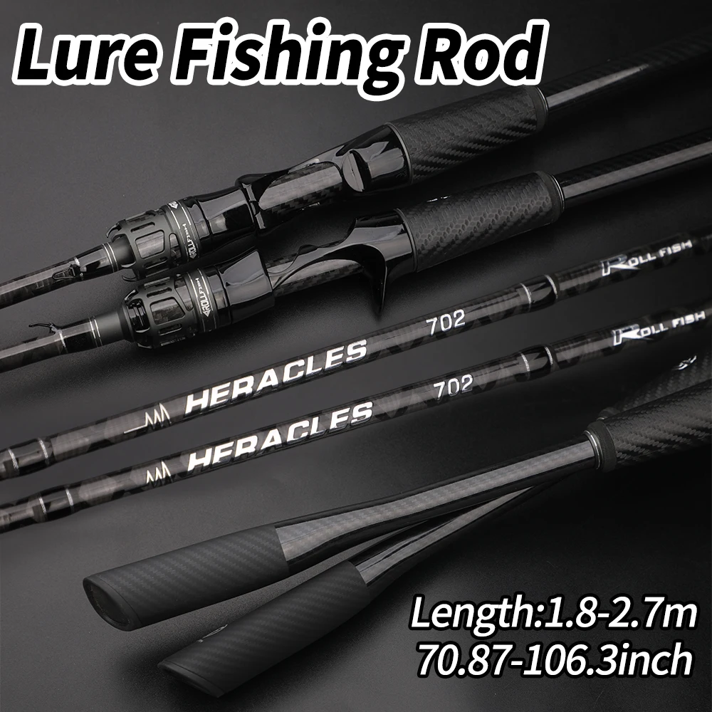 Canne à pêche ROLLFISH en fibre de carbone haute performance, légère, pour la pêche au lancer et au jigging en eau douce et salée, pour la pêche au bar.
