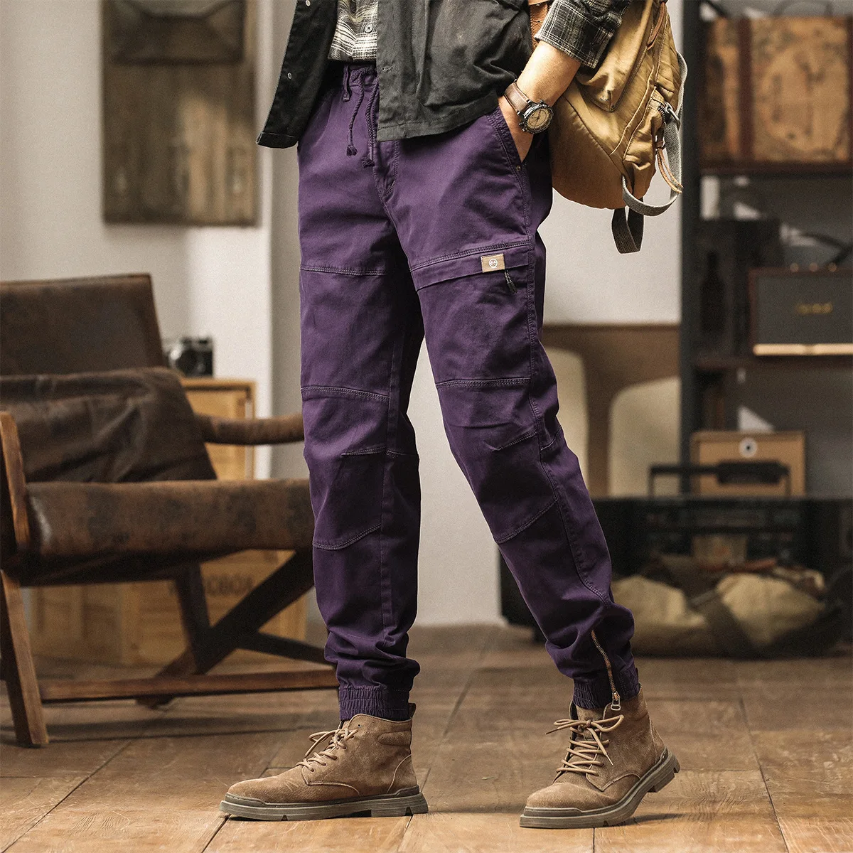 

Винтажные 2024, новые модные мужские однотонные повседневные модные простые базовые свободные хлопковые брюки-карго, мужские брюки, одежда
