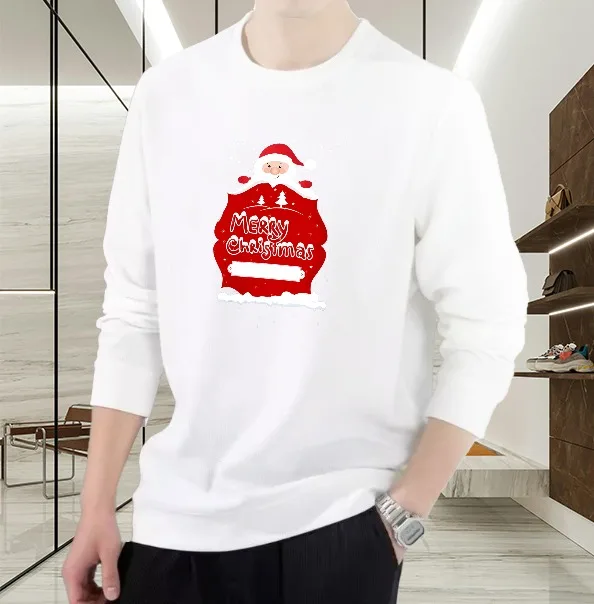 

Футболка мужская осенняя Oversize Эстетическая одежда Однотонная футболка с длинными рукавами и графическим рисунком Веселые рождественские топы Футболка с принтом в стиле хип-хоп