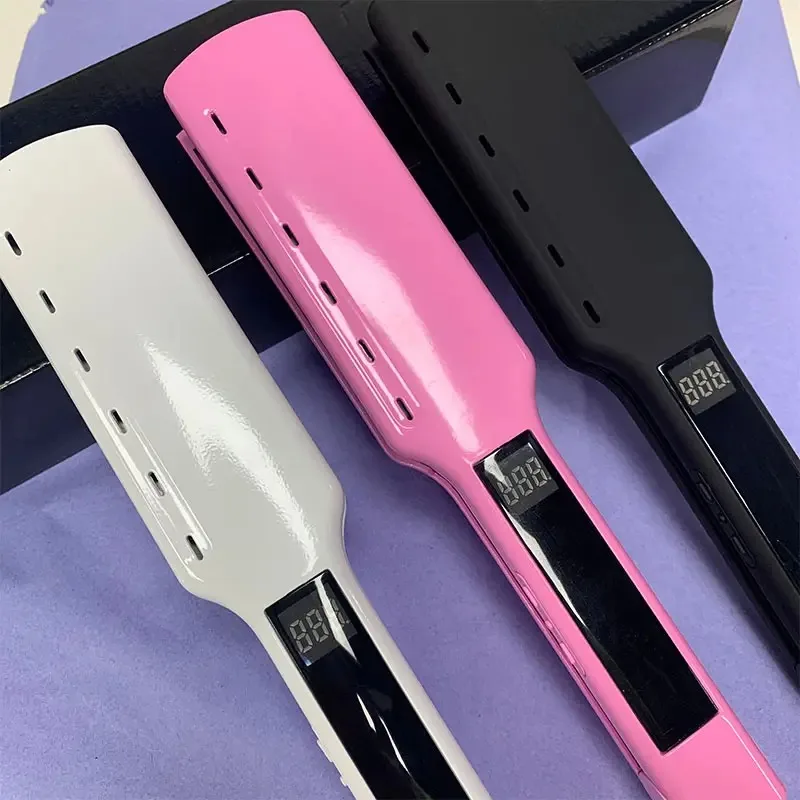 Plancha alisadora de pelo de hierro plano de titanio con pantalla LCD Digital temperatura ajustable planchas para el cabello lisseur