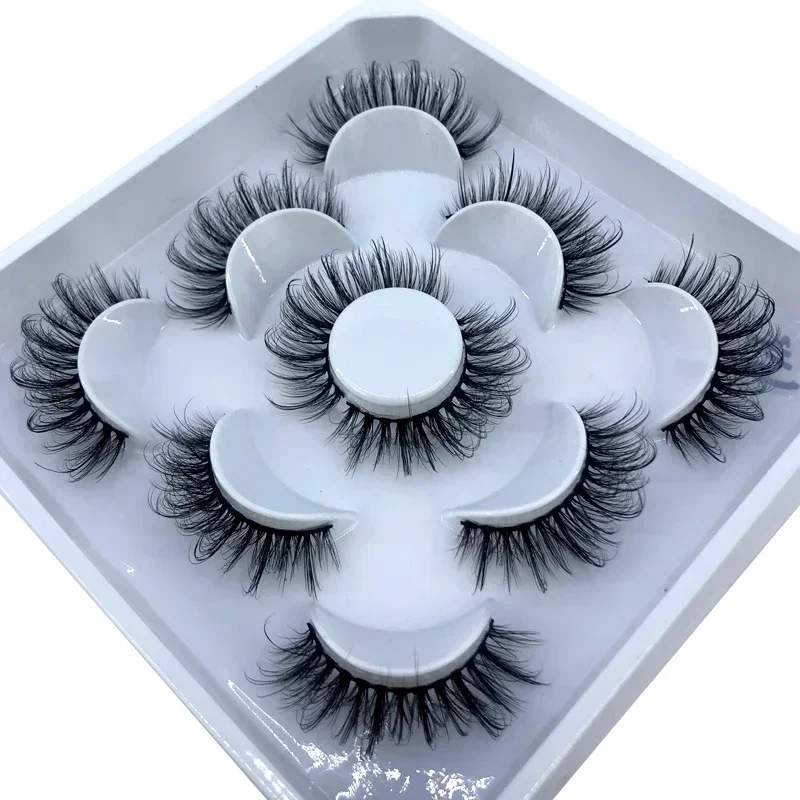 HBZGTLAD 5 Paar 3D Nerz Dramatische Volumen-Wimpern Großpackung Faux Dicke Lange Natürliche Nerz-Wimpern Kurze Großhandels-Naturwimpern
