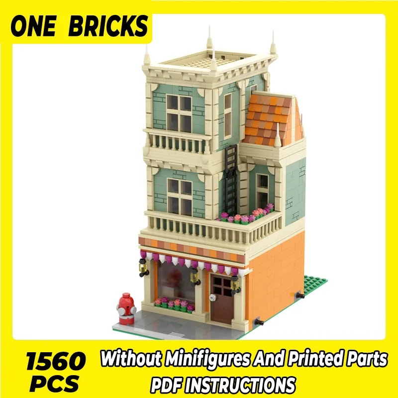 Moc Building Blocks Street View Model Street Side Bakery Technical Bricks DIY Assembly Construction Toys For Childr Holiday Gift