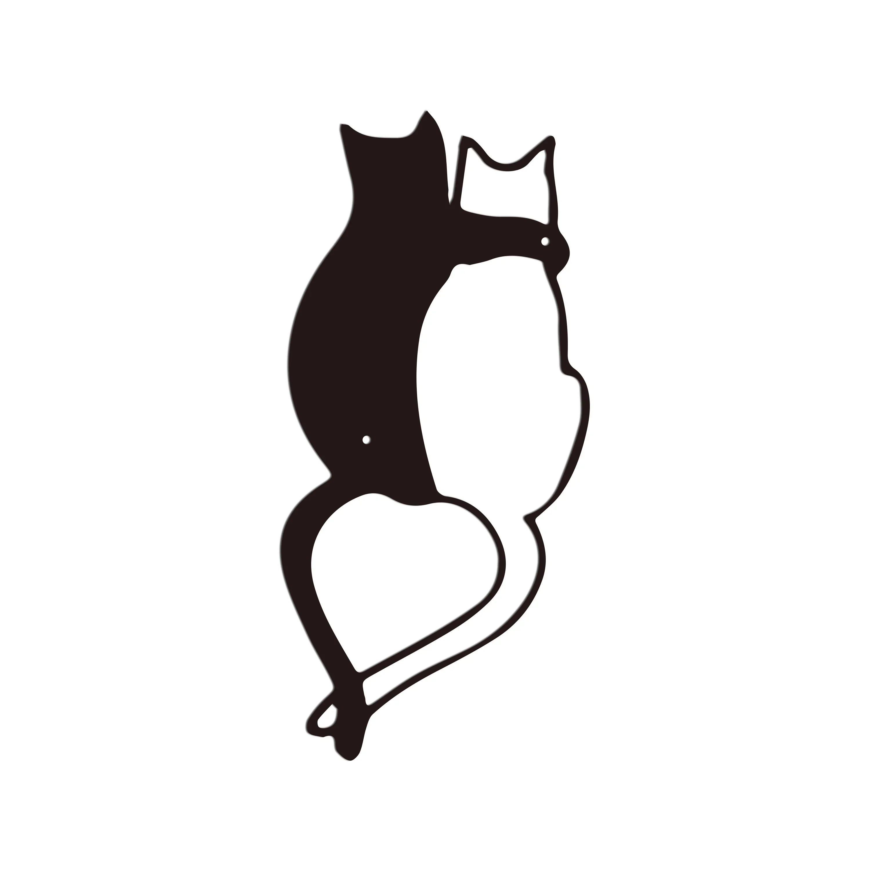 HelloYoung Intricate Black Metal Wall Decor Featuring Cute Cat And Heart-shaped Tail,Perfect for Cat Lovers, home Decor,