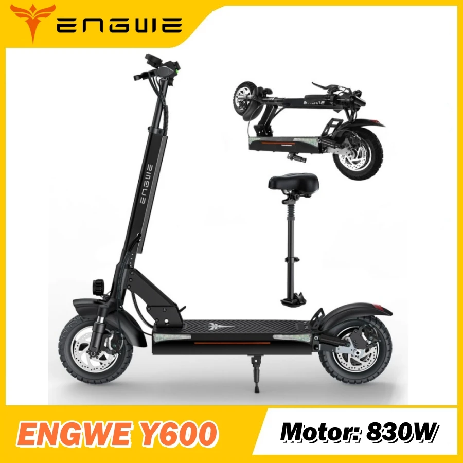 ENGWE Y600 Adult Electric Scooter 830W Motor 48v 18.2ah Max Speed 45 km/h Hydraulic Removable Seat folk Scooter