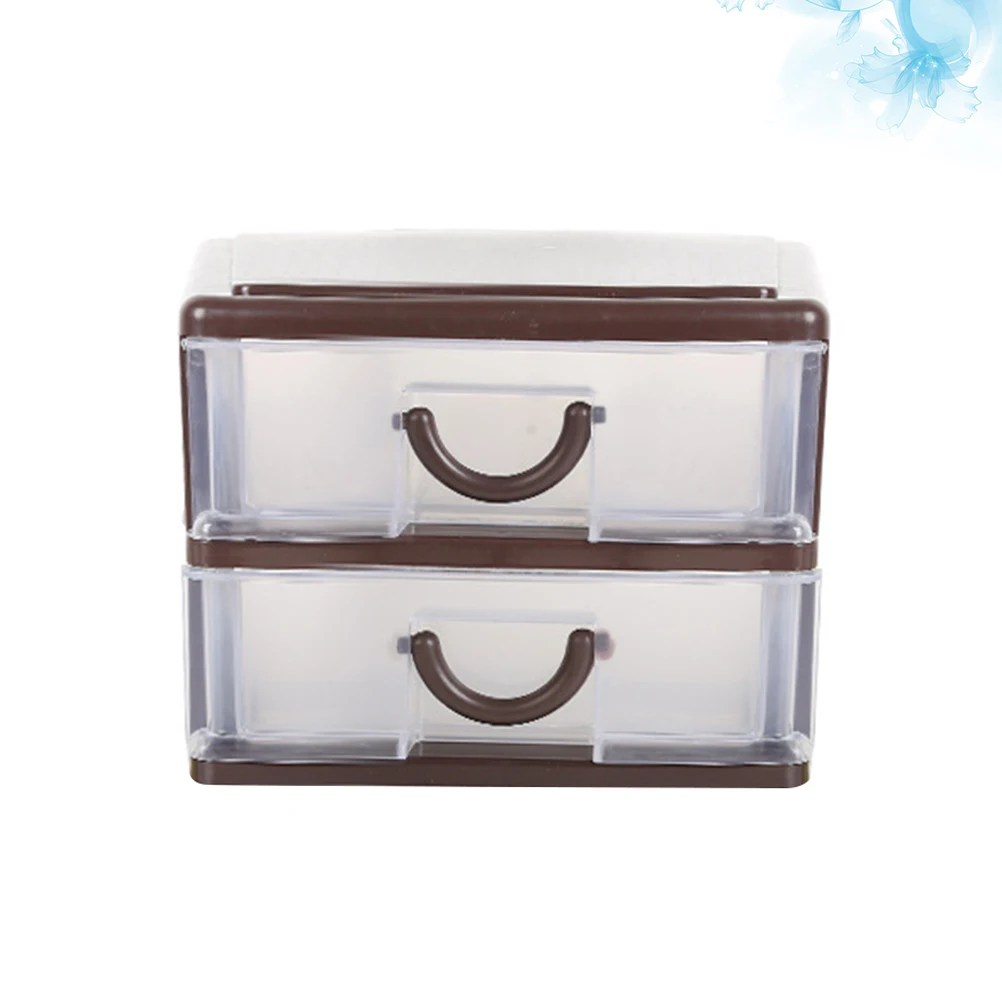 

1Pcs Drawer Style Storage Box 2 Layers Brown Desktop Organizer for Stationery Files Sundries Storage Container Case Home Office