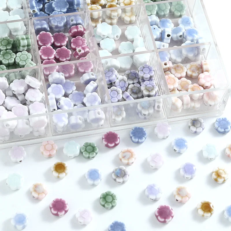 10PCS Fresh Daisy Ceramics Beads Loose Spacer Beads For Jewelry Making DIY Bracelet Necklace Accessories 2024