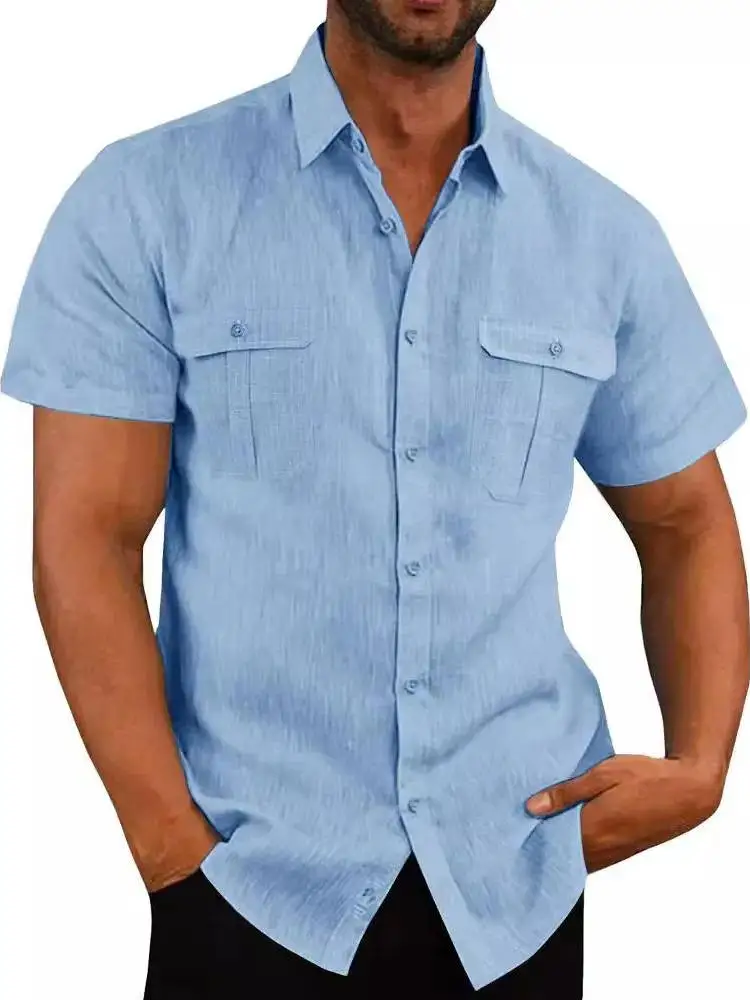 

Double ket Pure Color irt Мужская свободная посадка ort Sve на пуговицах Casual irt Summer Faion Youth Sle Китайский бренд