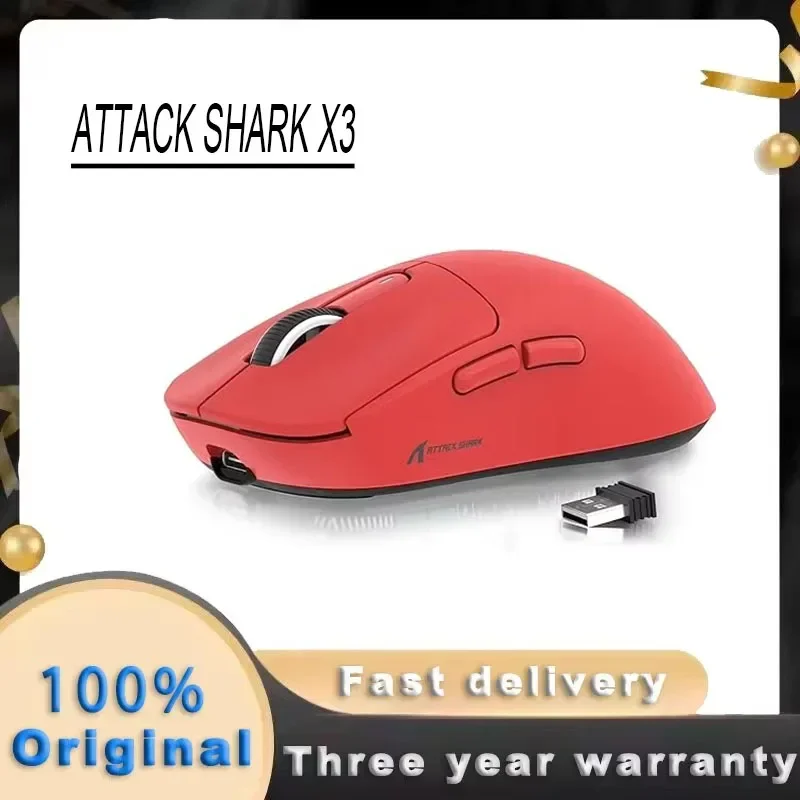 ATTACK SHARK X3 PAW3395 Bluetooth 2.4G Tri-Mode Connection Mouse 26kdpi 650IPS Lightweight Macro Gaming Mouse Computer Accessory