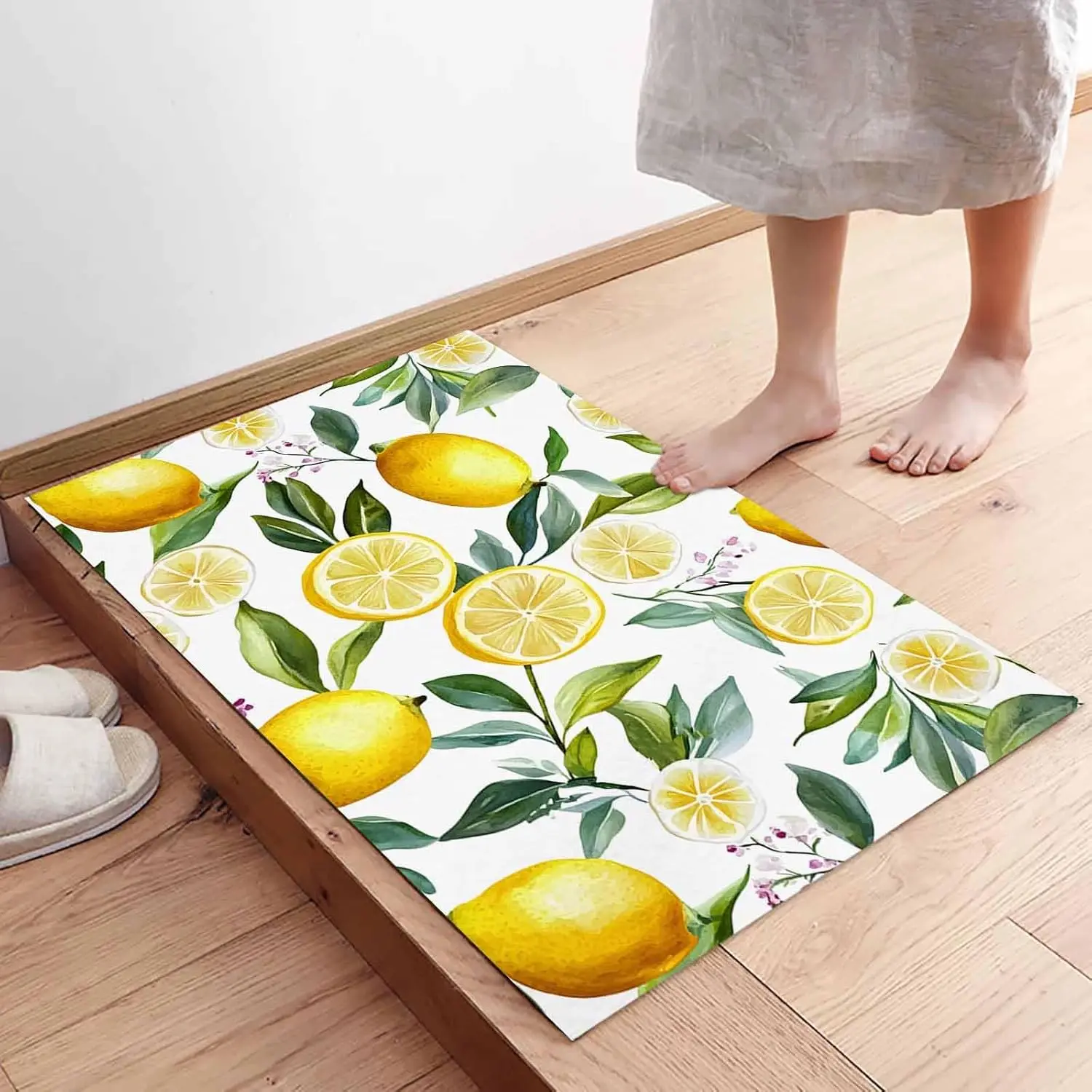 

Summer Lemon Leaf Fruit Welcome Entrance Doormat Home Decor Kitchen Corridor Balcony Rugs Bedroom Beside Foot Mat Decor