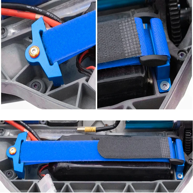 Supporto per batteria alto in metallo con cinturino per batteria per 1/10 Traxxas Slash 4x4 VXL RC Car Parti di aggiornamento Accessori