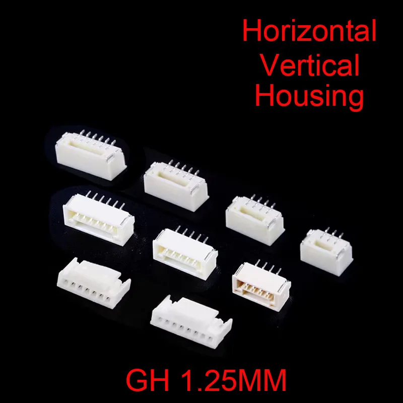 50Pcs GH1.25 Vertical Paste 1.25mm Pitch Connector With Lock Buckle Connector With Lock 2P 3P 4P 5P 6P 7P 8P 10P