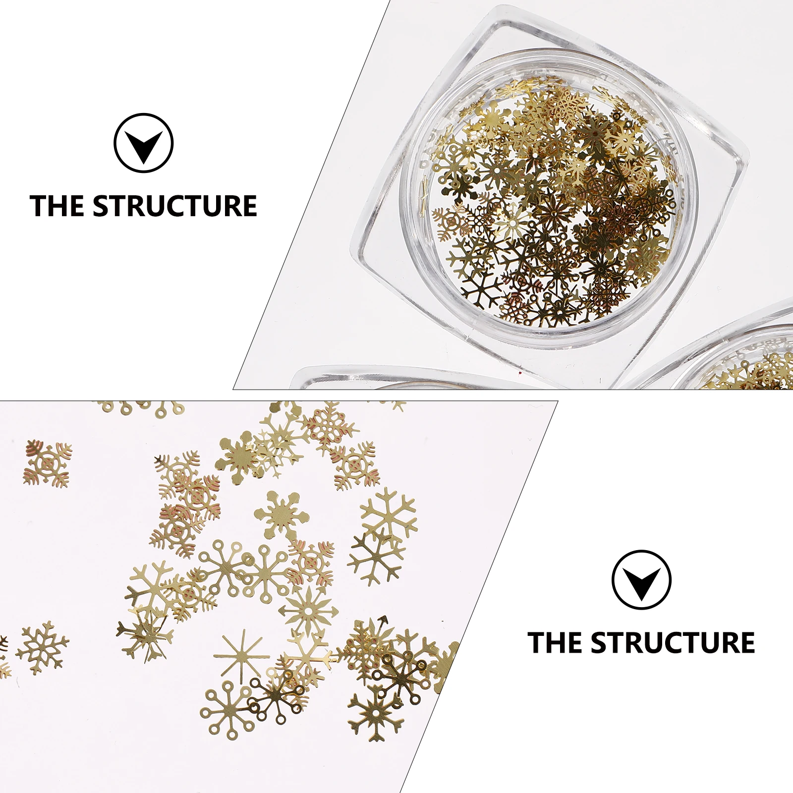 

270pcs 3 Boxes Snowflake Art Diy Nail Art Charms Charms Diy Manicure Decorations Sequins Stickers Golden Glitter Nail