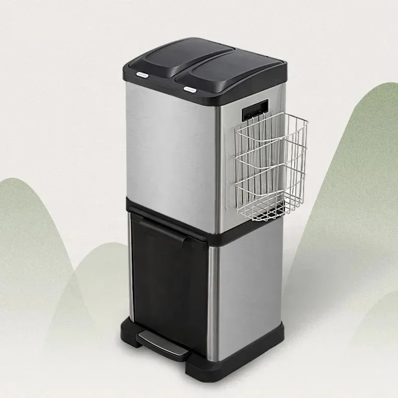 For Luxury Three in One Design 32L Large Garbage Bins Indoor Classification Recycle Bin Large Capacity Pedal Trash Can