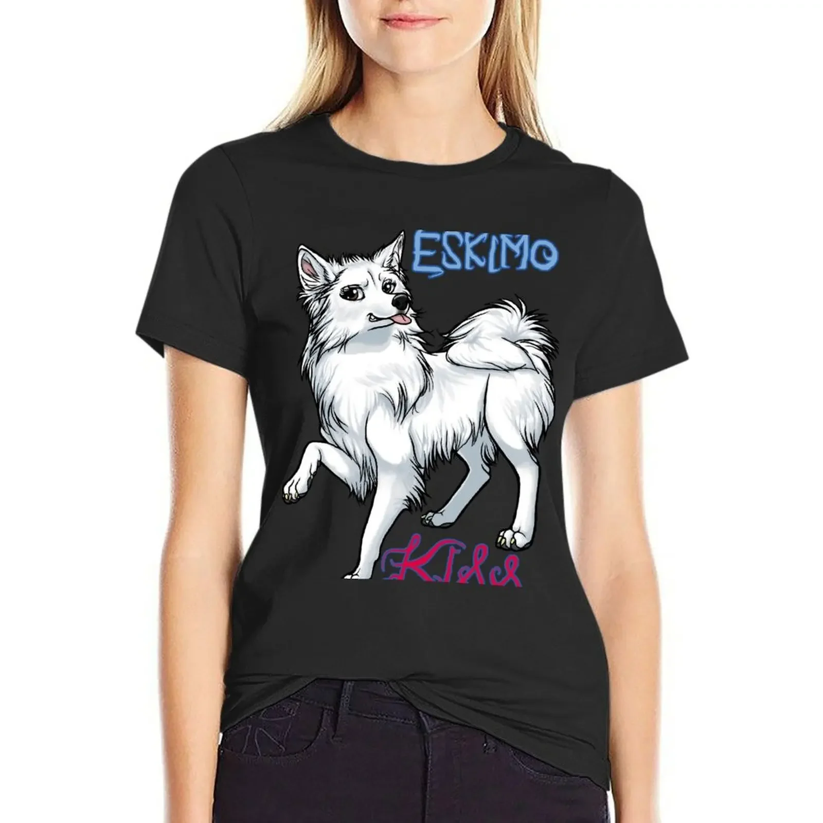 

Eskimo Kiss (American Eskimo Dog) T-Shirt sweat summer top new edition tops Women tops
