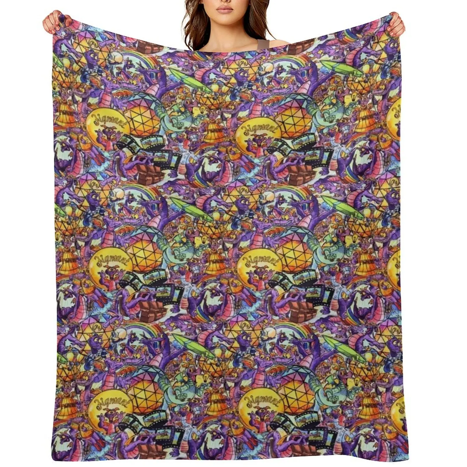 

THE ORIGINAL Figment Collage Throw Blanket Giant Sofa Blankets Sofas Of Decoration Hairys cosplay anime Blankets