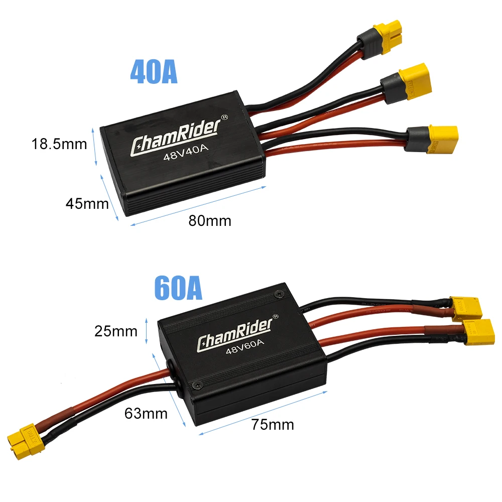 Chamrider Dual Battery Discharge Converter, Connection Adapter, Balanced Discharge Module, Electric Bicycle Parts, 48V, 40A, 60A