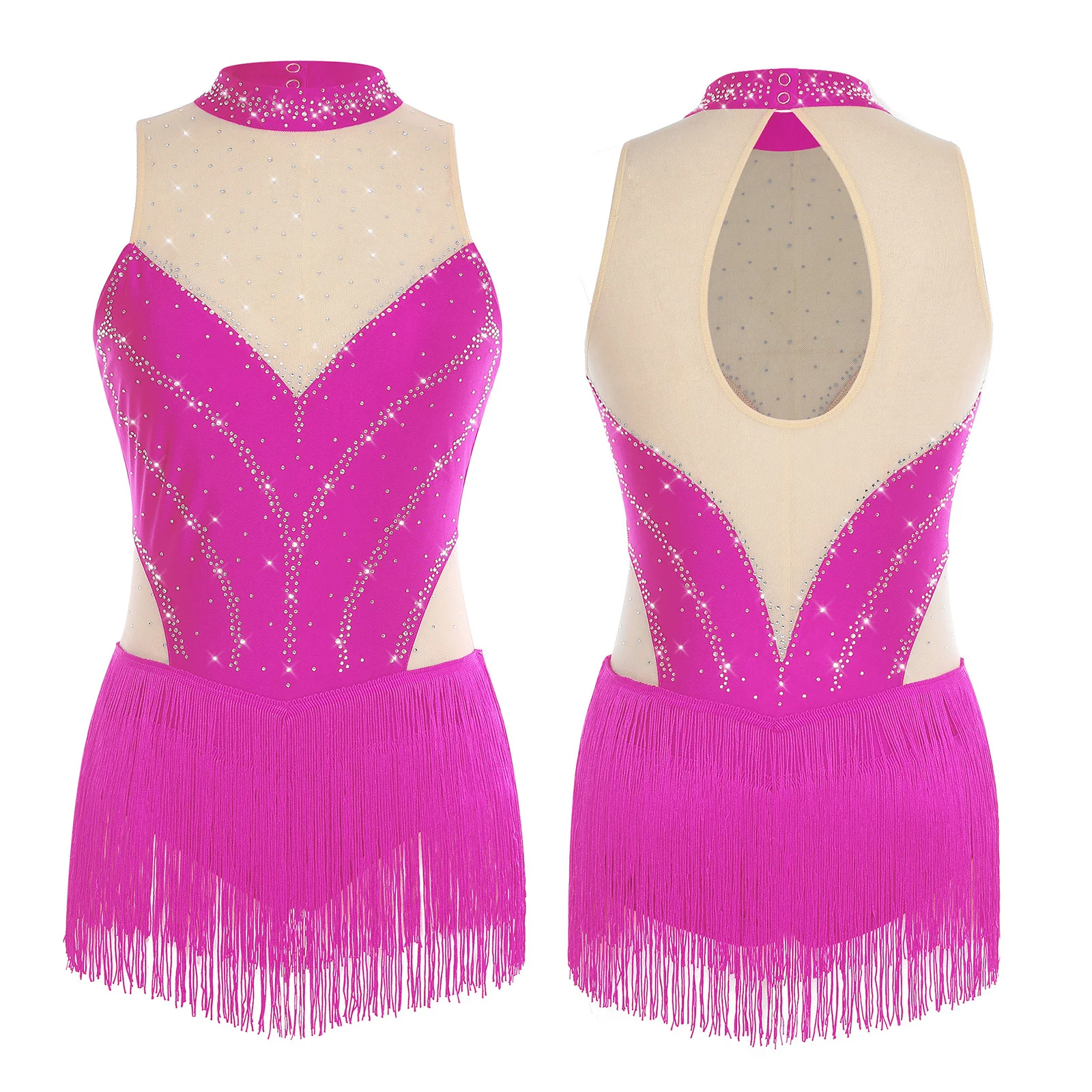 Mulheres salão de baile tango salsa dança latina borla collant traje ginástica bodysuit ballet jazz desempenho macacões franjas