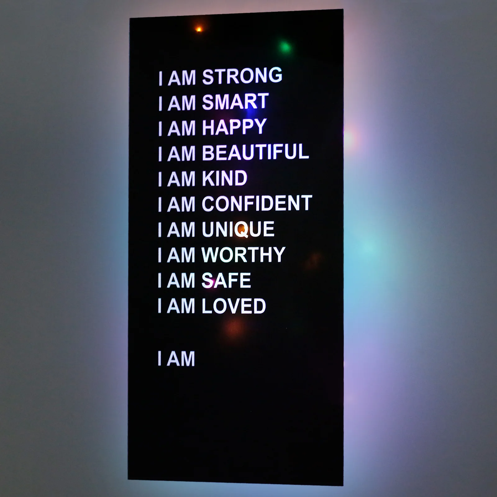 Personalized Affirmations Mirror with Colorful LED String Light Acrylic Encouraging Positive Affirmations Mirror Light Up