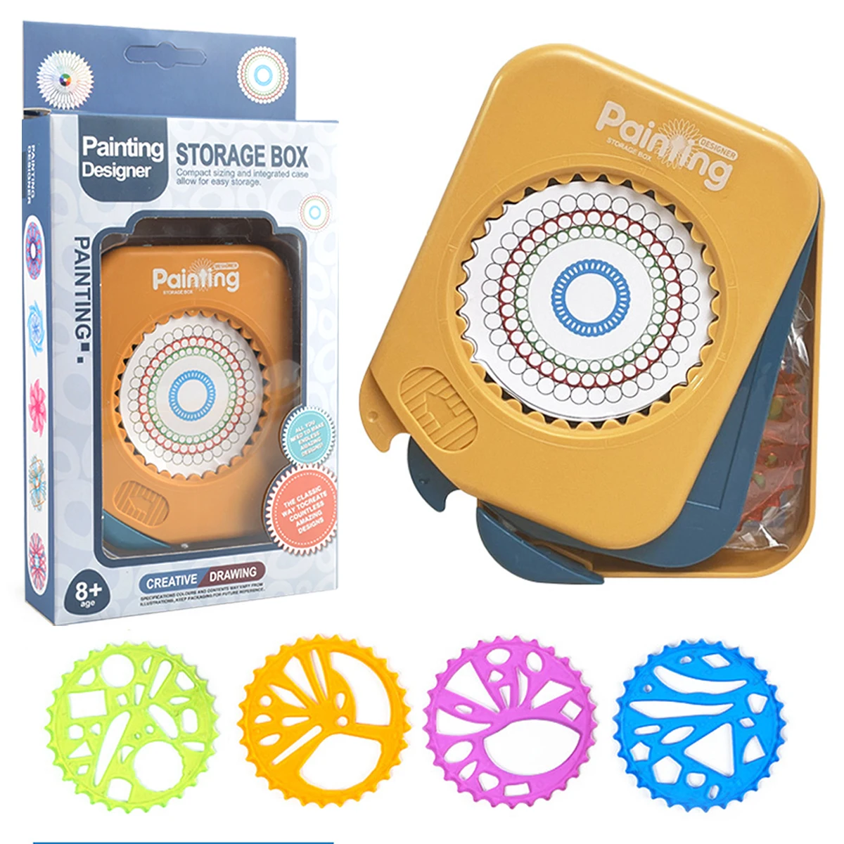 Drawing Art Spirograph Set, Fun Shapes Classic Gear Design Drawing Toys Pink and Blue For Kids 8+ Some Parts are Sent Random