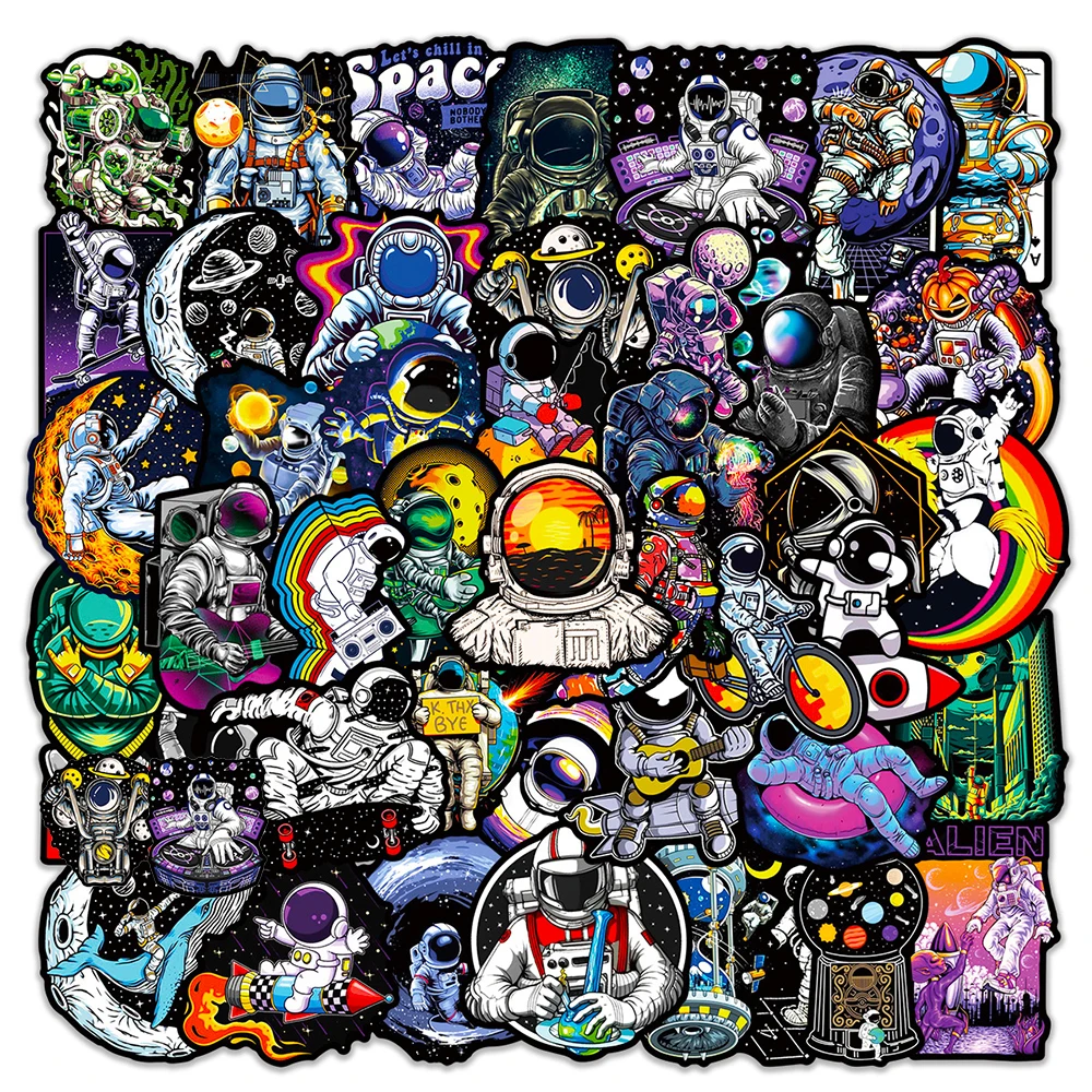 

10/30/50PCS Cool Outer Space Astronaut Cartoon Stickers Decals DIY Fridge Phone Suitcase Laptop Notebook Car Wall Sticker Toy