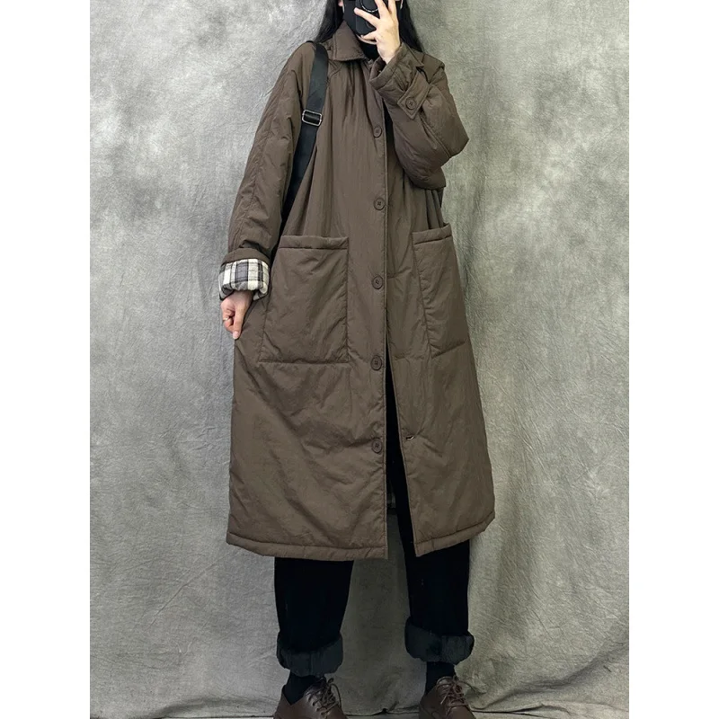 Thickened Cotton Jacket Windbreaker, Medium to Long Cotton Jacket, Women's 2025 New Winter Loose Oversized Western Style