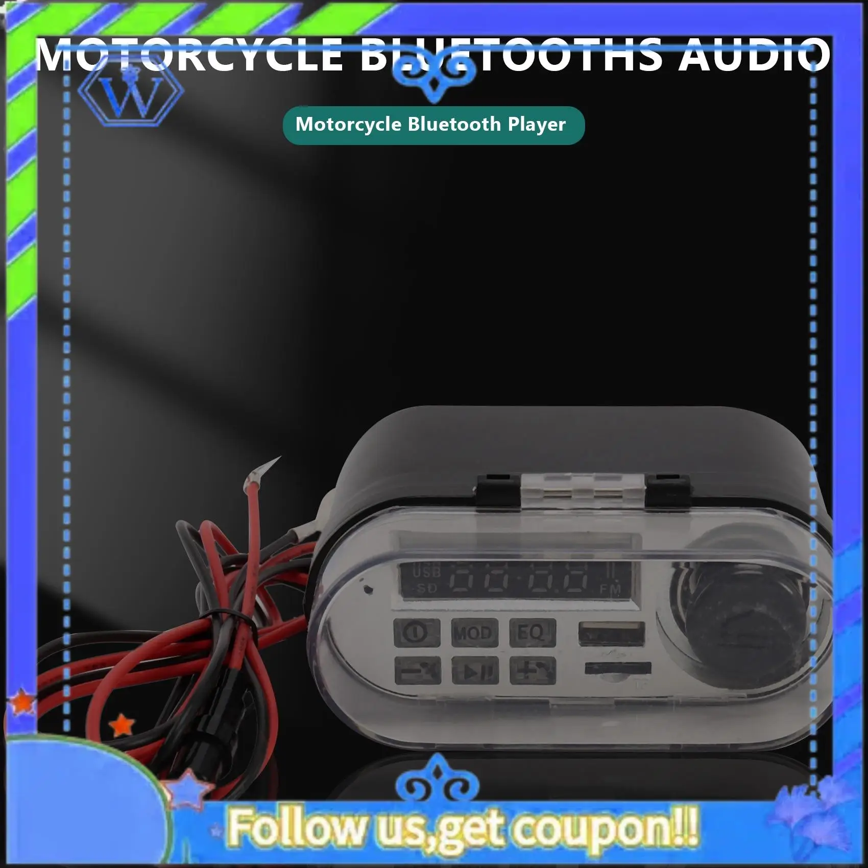 

M46K-Motorcycle Audio Sound System Stereo Speaker Waterproof Motorbike Scooter FM Radio Bluetooth USB TF MP3 Music Player Kit