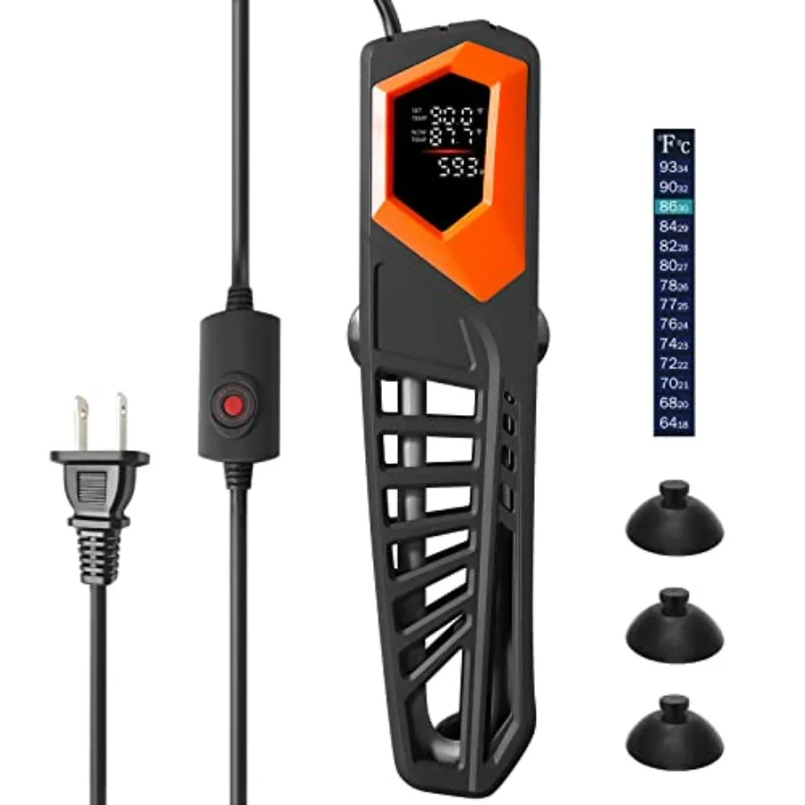 

Титановый нагреватель для аквариума - цифровой нагреватель для рыб с LED-дисплеем температуры и внешним контроллером для больших аквариумов объемом 75~180 галлонов