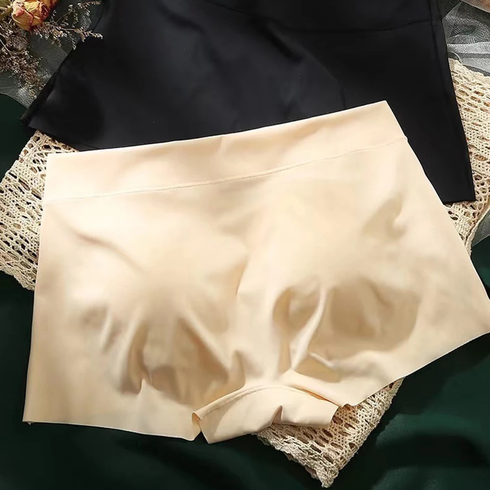 กางเกงในสตรีแบบบาง กระชับ ป้องกันการโป๊ ผ้าไหมน้ำแข็ง สีพื้น สำหรับปั่นจักรยาน ฤดูใบไม้ผลิและฤดูร้อน