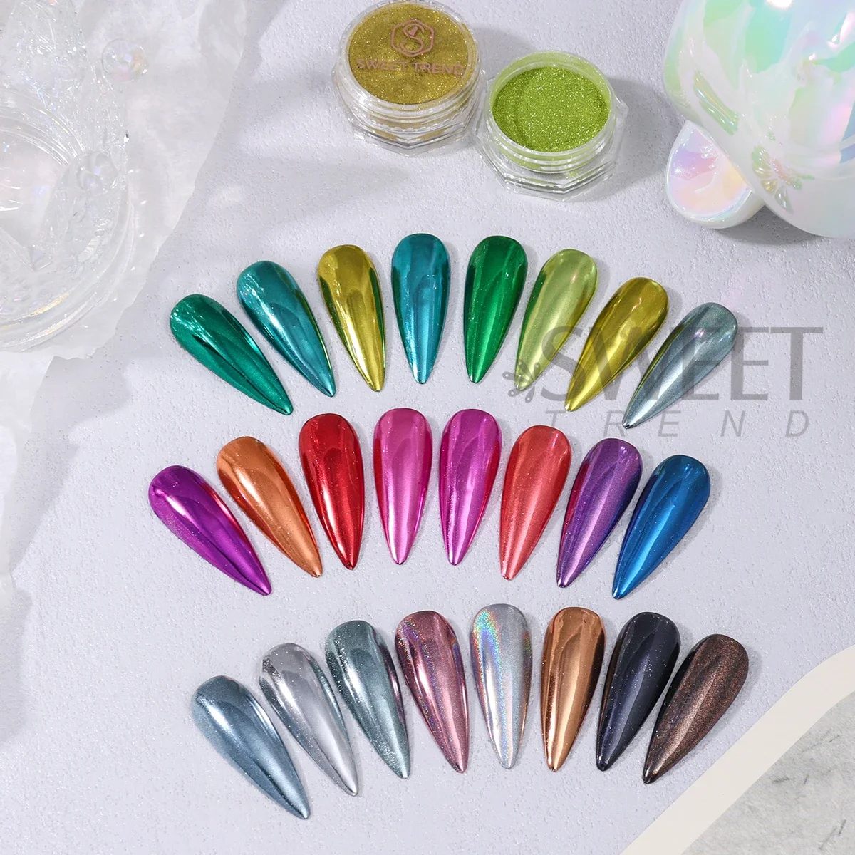 24 cores y2k cromo prego espelho mágico em pó conjunto pigmento metálico gradiente brilhante brilho esfregando poeira diy charme manicure decoração