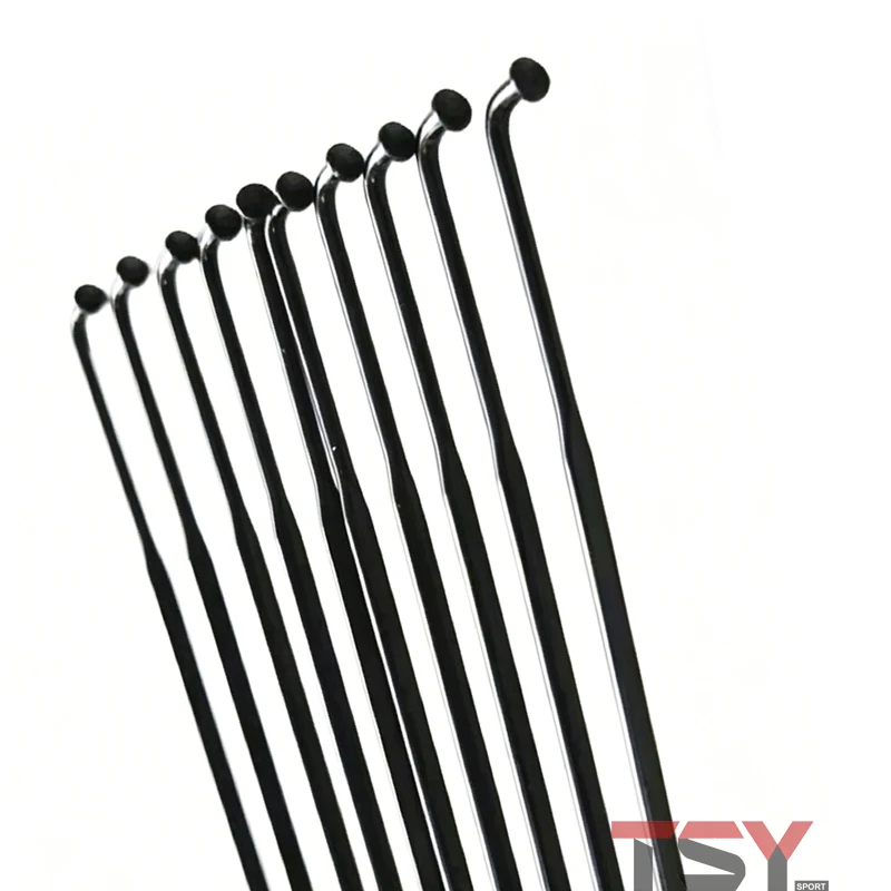 20 Stück Aero MTB J-Bend Flachspeichen 14G Schwarze Stahlspeichen 700C Rennrad-Speichen 185-290mm Flachspeichen+Messingnippel – Detail 4