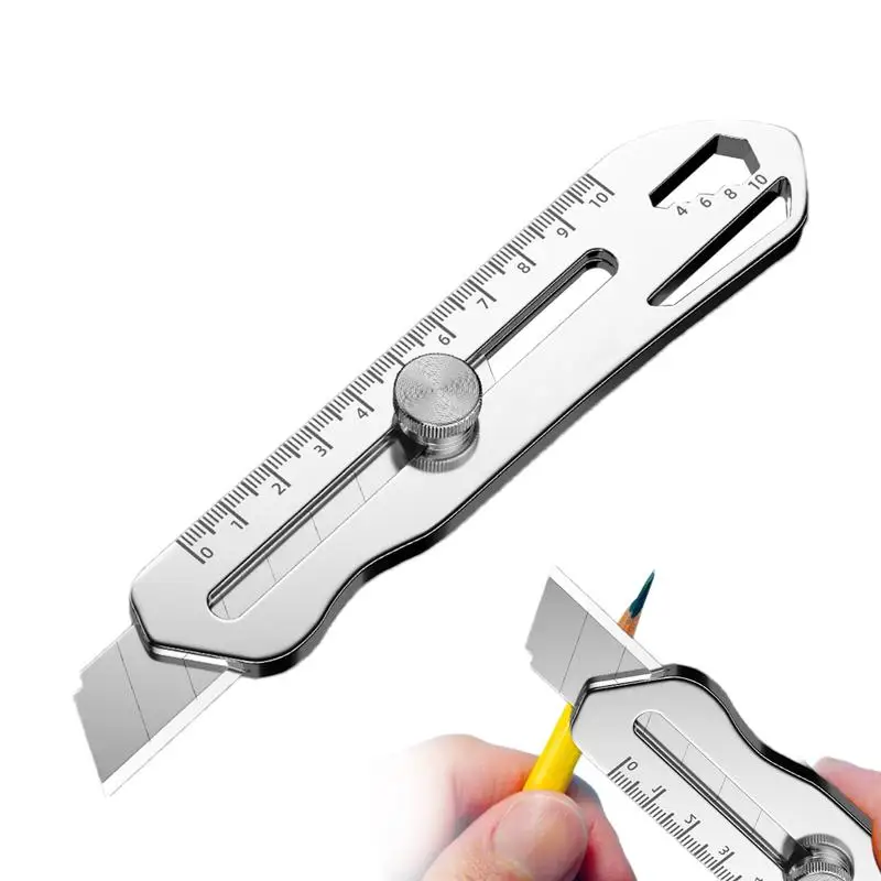 

6-in-1 Multipurpose Utility Knives Stainless Steel Retractable Box Cutter Heavy Duty 18mm Wide Cutter Knives With Safety Lock